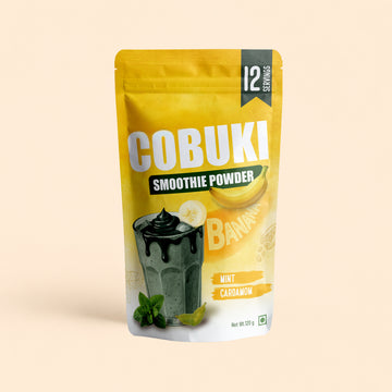 Mint–Cardamom Banana Smoothie Powder (100% Natural - No Added Sugar) – 120g, 12 Servings - Cobuki
